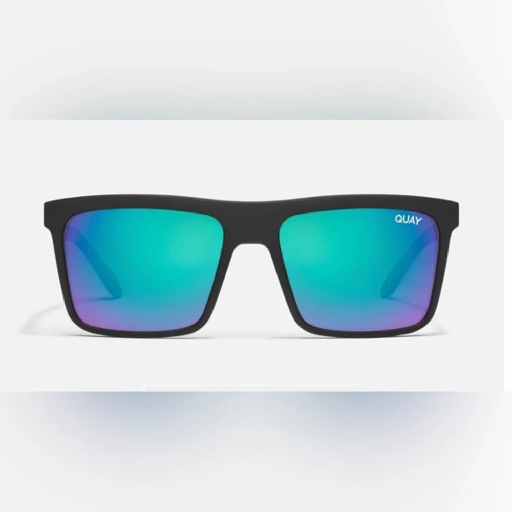 Quay LET IT RUN Matte Black Frame Navy Polarized Lens sunglasses new